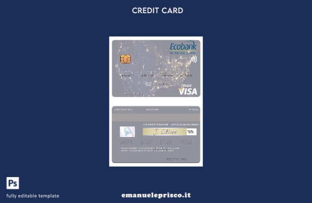 modello di carta di debito visto Niger Ecobank in stile verificato